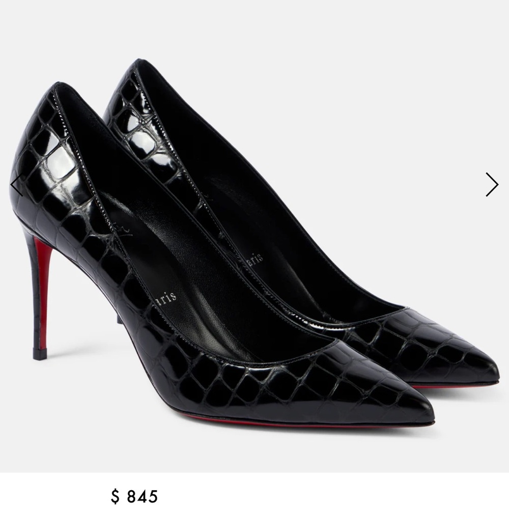 Christian Louboutin Black Croc-Embossed Heels KATE